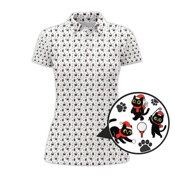 Maxcorners Funny Pattern Golf Shirt, Cat Golf Shirt, Christmas Golf Shirt For Pet Lover