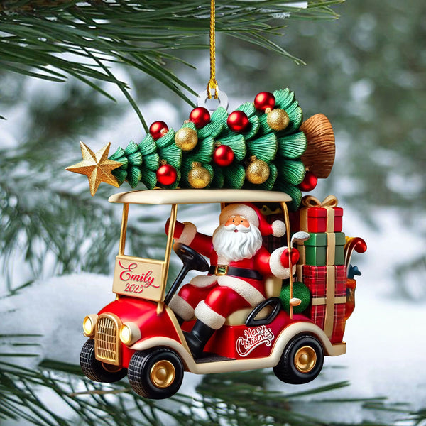 Maxcorners Santa Claus Golf Cart Xmas Decorations, Golf Christmas Ornament, Golf Gift Idea, Christmas Golf Gift