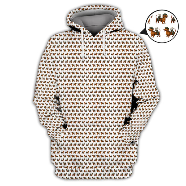 Maxcorners Dachshund Pattern Golf Polos, Crazy Dachshund Golf Shirt For Men, Funny Golf Shirt