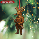 Maxcorners Personalized Acrylic Deer Hunter Christmas Ornament â€“ Custom Name Rustic Hunting Lodge Decor LM0110