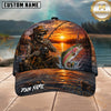 Maxcorners Fishing Skull Angler Sunset Lake Personalized 3D Cap