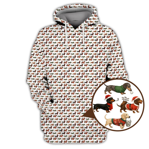 Maxcorners Dachshund Christmas Shirt For Golfer, Dog Pattern Golf Shirt, Funny Golf Shirt For Men