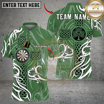 Maxcorners Darts Irish Cross St Patrick Day Personalized Name Shirt