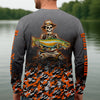 Maxcorners Skull Camo Personalized Fishing Shirt, Skeleton Angler, Skeleton Fisherman, Fishing Shirts For Men