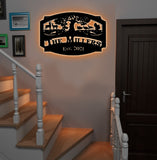 Maxcorners Personalized Hunting Metal Sign WITH LED/WITHOUT LED Light Deer Turkey Scene Custom Name Metal Wall Art Hunter Gift Rustic Cabin Decor LM0110