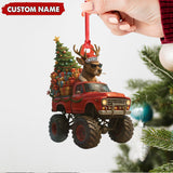 Maxcorners Personalized Funny Deer Truck Acrylic Christmas Ornament – Custom Name Gift for Hunters & Outdoor Lovers LM0411