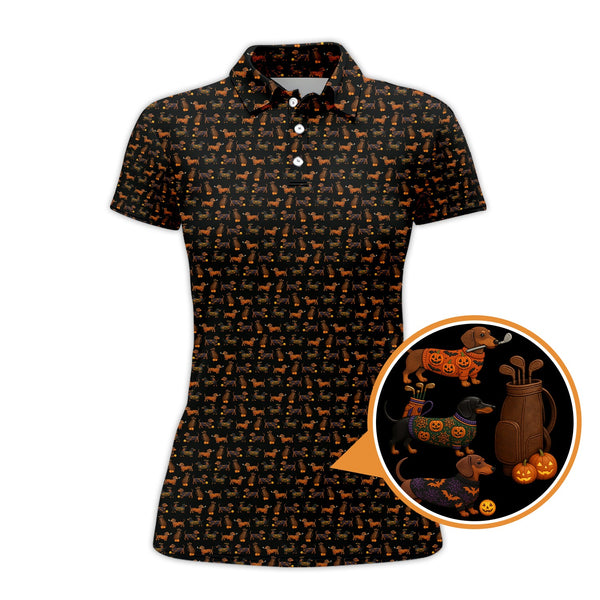 Maxcorners Halloween Golf Shirt, Funny Pattern Golf Shirt, Dachshund Golf Shirt For Men