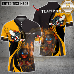 Maxcorners  Flaming King Bowling Multicolor Customized Name, Team Name 3D Shirts