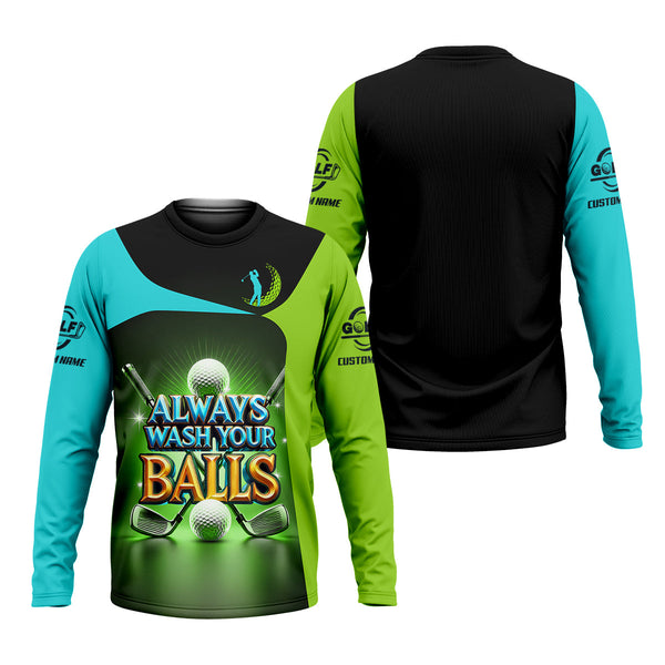 Maxcorners Always Wash Your Balls Custom Golf Polo Shirt, Funny Golf Shirt, Mens Golf Gift