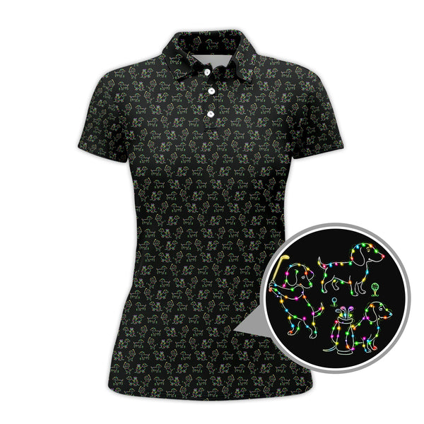 Maxcorners Dachshund Golf Shirt For Golfer, Funny Christmas Golf Shirt, Crazy Pattern Golf Shirt For Men