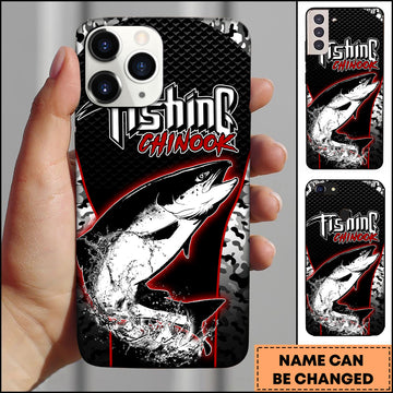 Maxcorners Chinook Fishing Black Red Camo Personalized Name 3D Phone Case