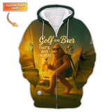 Maxcorners Personalized Funny Golf Shirt, Golf And Beer Polos, Bigfoot Golf Shirt For Men's