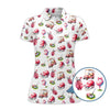 Maxcorners Pink Golf Pattern Polos, Women’s Golf Shirt, Golf Shirts For Ladies