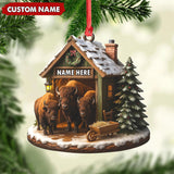 Maxcorners Personalized Acrylic Bison Christmas Ornament â€“ Custom Buffalo Barn Holiday Decor LM0110