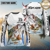 Maxcorners Fishing White Black Curve Pattern Design Custom Name & Team Name 3D Shirts
