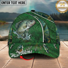Maxcorners Fishing Green Jungle Water Texture Personalized 3D Cap (12 Fish Species)