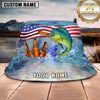 Maxcorners Fishing Beer American Flag Personalized Name 3D Bucket Hat (12 Fish Species)