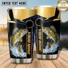 Maxcorners Fishing Tumbler Black Gold Trophy Stripe Design Personalized Name Tumbler (13 Species)