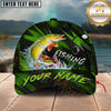 Maxcorners Fishing Neon Green Splash Personalized Name 3D Cap (12 Fish Species)