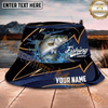 Maxcorners Fishing Navy Gold Wave Personalized Name 3D Bucket Hat (12 Fish Species)