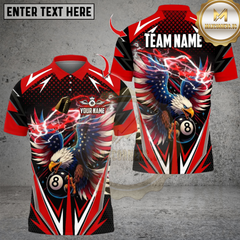 Maxcorners Billiard Ball 8 Eagle USA Flag Multicolor Customized Name, Team Name 3D Shirt