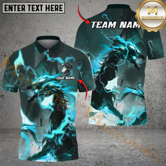 Maxcorners Thunder Dragon Golf Polo Shirt, Customized Name & Team Name 3D Shirts (4 Colors)