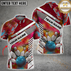 Maxcorners Bowling Cosmic Strike Impact Multicolor Customized Name, Team Name 3D Shirts