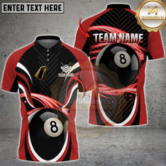 Maxcorners Billiards 8-Ball Flame Flow Multicolor Customized Name, Team Name 3D Shirt
