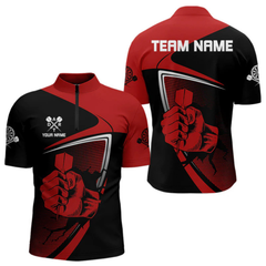 Maxcorners Custom Hand Holding Red Arrows Dart Shirts For Men, Dart Team Jerseys LM054