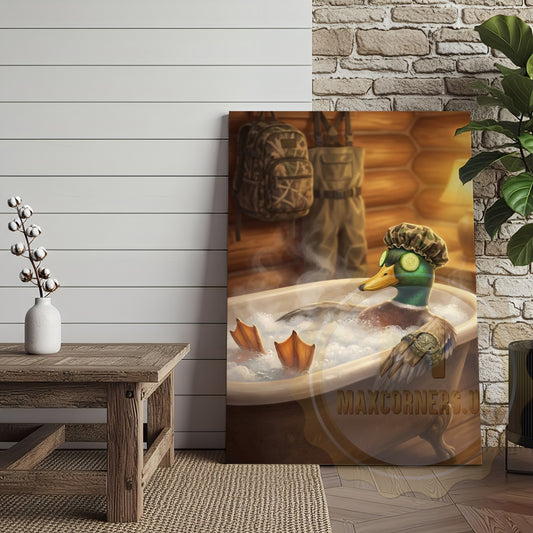 Maxcorners Duck Canvas Bubble Bath Spa Relaxation Humor Canvas Wall Art