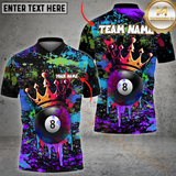 Maxcorners Billiard Crowned 8-Ball Paint Splash Multicolor Personalized 3D Shirt, Graffiti Royal Style Shirts