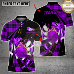 Maxcorners Bowling Caro Xmas Multicolor Customized Name, Team Name 3D Shirts