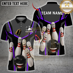 Maxcorners Bowling Funny Squad Multicolor Customized Name, Team Name 3D Shirts