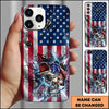 Maxcorners Fishing Phone Case American Flag Lightning Design Personalized Name 3D Phone Case (10 Fish Species)