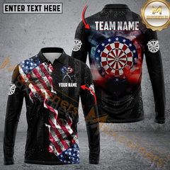 Maxcorners Darts Smoke US Flag  Personalized Name, Team Name 3D Shirt