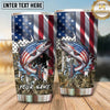 Maxcorners Fishing Tumbler American Flag Eagle Design Personalized Name Tumbler (13 Species)
