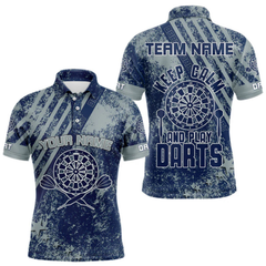 Maxcorners Blue Dartboards Custom Grunge Style Dart Shirts For Men, Dart Team Jerseys LM054