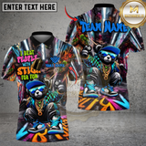 Maxcorners Billiards 8 Ball Bear Graffiti I Beat People With Stick Personalized Name, Team Name Unisex Shirt (4 Colors)