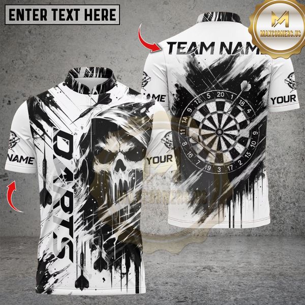 Maxcorners Darts Skull Black White Graffiti Personalized Name 3D Unisex Shirt