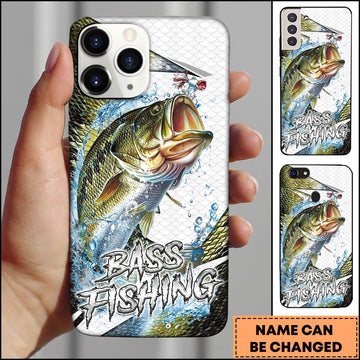 Maxcorners Bass Fishing Fish Scale Water Art Personalized Name 3D Phone Case