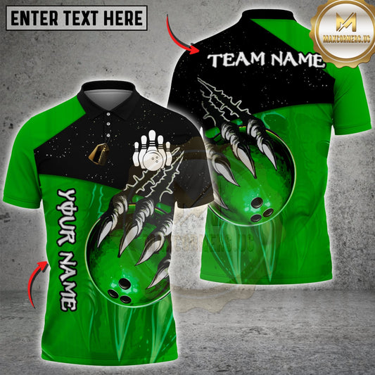 Maxcorners Bowling Skull Claw Strike Ball Multicolor Customized Name, Team Name 3D Shirts