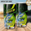 Maxcorners Fishing Tumbler Lime Green Diagonal Racing Design Personalized Name Tumbler (13 Species)