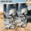 Maxcorners Fishing Tumbler Monochrome Misty Mountain Design Personalized Name Tumbler (13 Species)