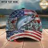 Maxcorners Fishing Patriotic American Flag Water Splash Personalized 3D Cap (12 Fish Species)