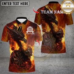 Maxcorners Darts Flame Dragon And Skull With Dartboard Multicolor Customized Name, Team Name 3D Shirts