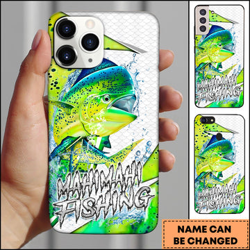 Maxcorners Mahi-Mahi Fishing Neon Splash Scale Pattern Personalized Name 3D Phone Case