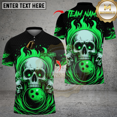 Maxcorners Bowling Flame Skull Team Multicolor Customized Name, Team Name 3D Shirts