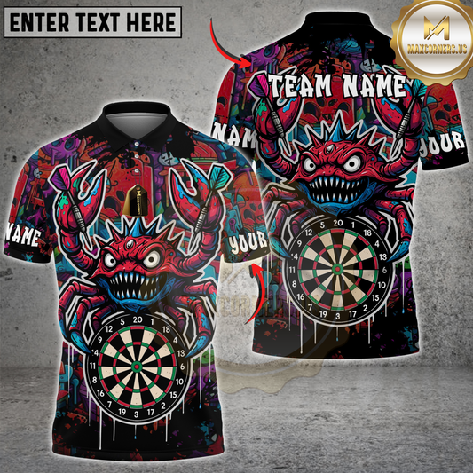 Maxcorners Darts Monster Crab Graffiti Dartboard Multicolor Customized Name, Team Name 3D Shirts