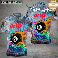 Maxcorners Billiards Ball 8 Graffiti Jeans Style Multicolor Customized Name, Team Name 3D Shirt
