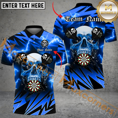 Maxcorners Darts Skull & Arrow Thunder Lightning Multicolor Options Personalized Name, Team Name 3D Polo Shirt